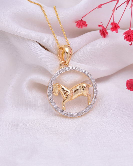14k Gold Aries Zodiac Sign Diamond Pendant - Jewels by Shweta