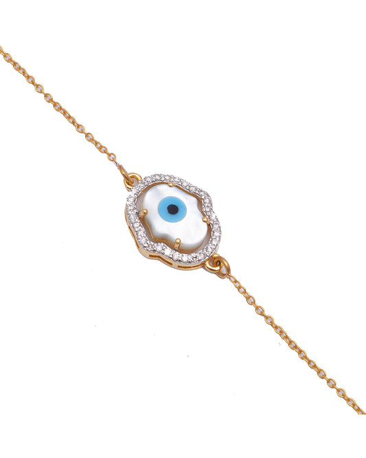 14K GOLD MOTHER OF PEARL CHAIN BRACELET - Jewels by Shweta