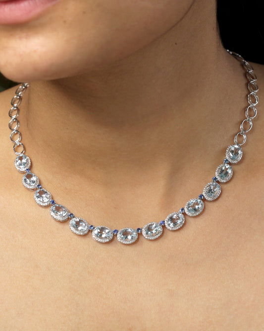 14K GOLD AQUAMARINE NECKLACE - Jewels by Shweta