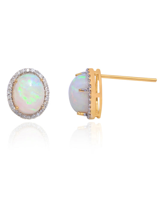 14K Diamond & Opal Studs - Jewels by Shweta