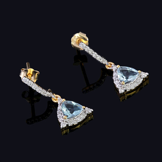14K Gold Aquamarine Earrings - Jewels by Shweta