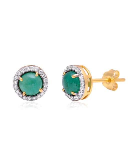 14K GOLD GEMSTONE STUD EARRINGS - Jewels by Shweta