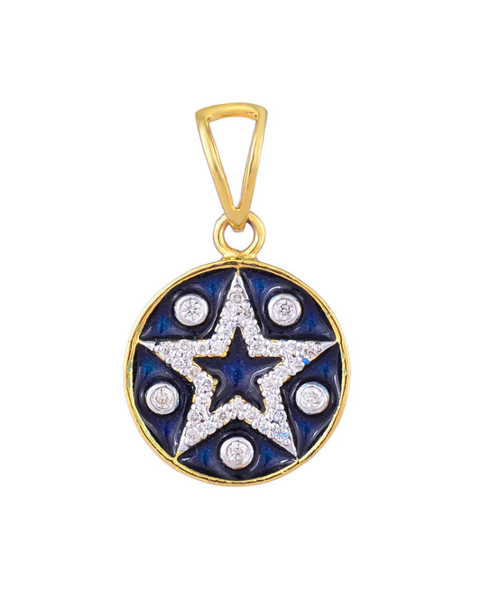 14K GOLD DIAMOND & ENAMEL PENDANT - Jewels by Shweta