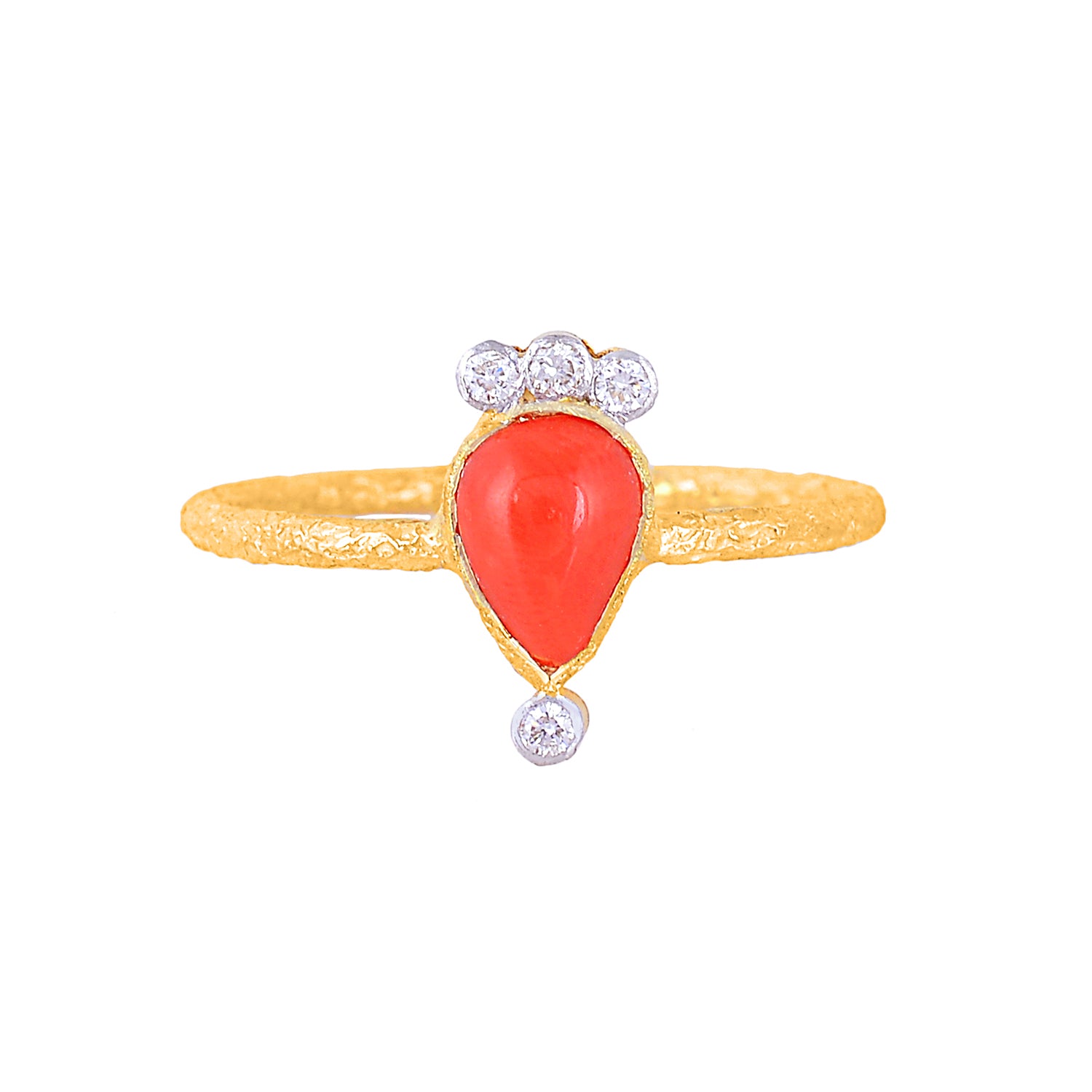 18K Gold Coral & Diamond Ring - Jewels by Shweta 18K Gold Coral & Diamond Ring - Jewels by Shweta