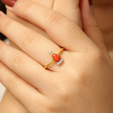 18K Gold Coral & Diamond Ring - Jewels by Shweta 18K Gold Coral & Diamond Ring - Jewels by Shweta