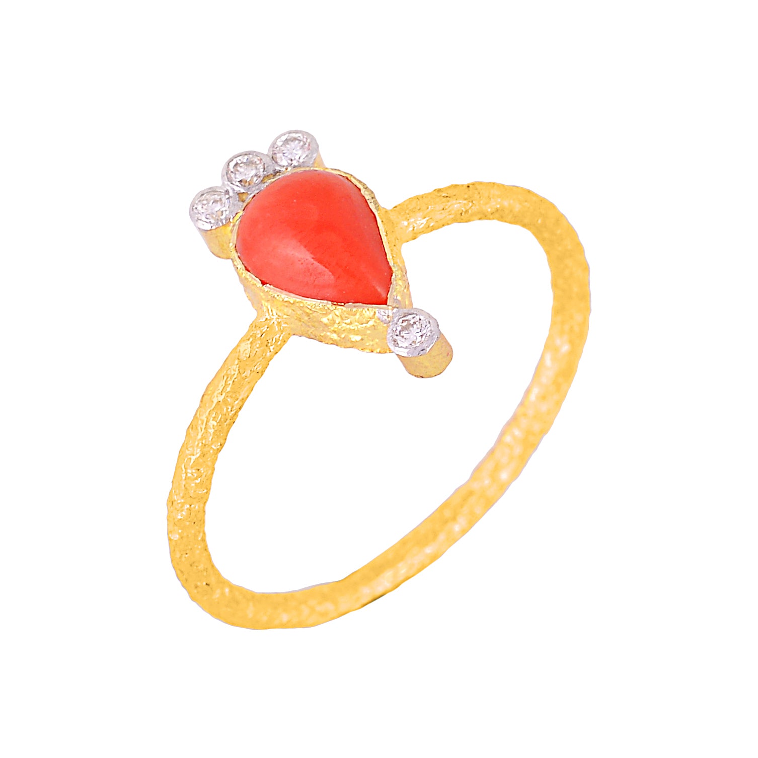 18K Gold Coral & Diamond Ring - Jewels by Shweta 18K Gold Coral & Diamond Ring - Jewels by Shweta