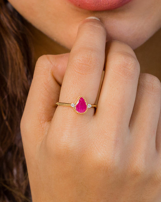 14K gold Diamond & Ruby Ring - Jewels by Shweta