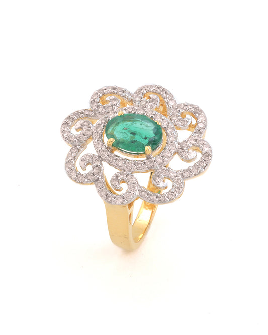 18K gold Emerald & Diamond Ring