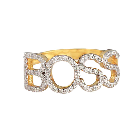 14k Yellow Gold Ring With Diamonds - Jewels by Shweta