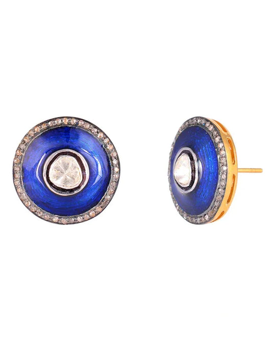 925 Silver Polki Stud Earrings