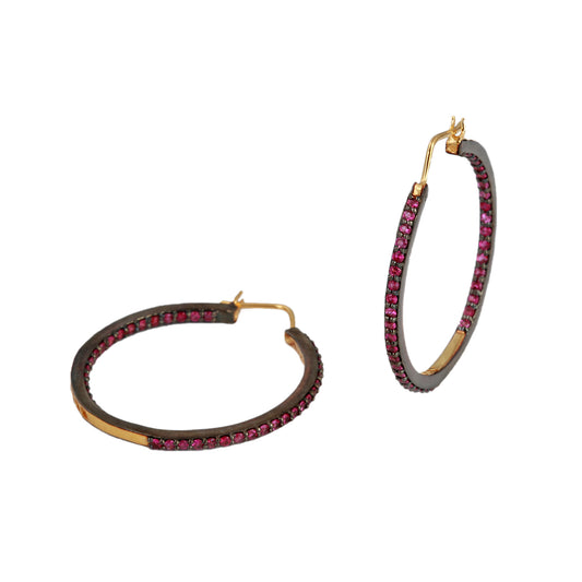 925 Silver Ruby Hoops