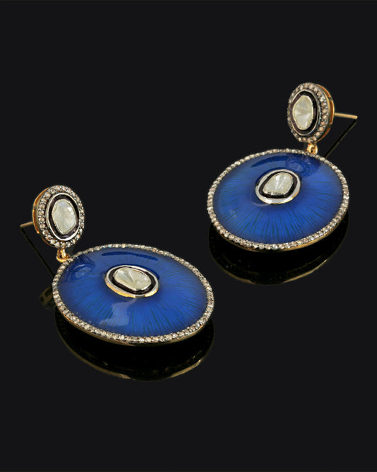 925 Silver Diamond & Enamel Earrings