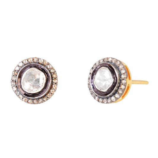 925 Silver Polki Stud Earrings