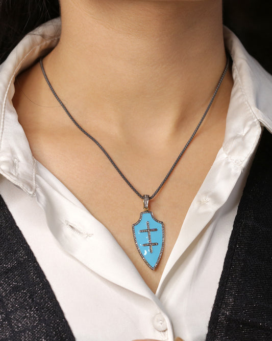 925 Silver Diamond & Enamel Pendant