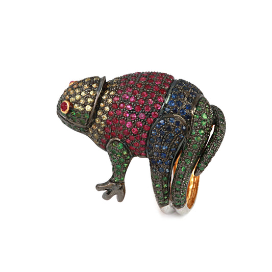 Frog Designer 925 Sterling Silver Multi Gemstone Ring