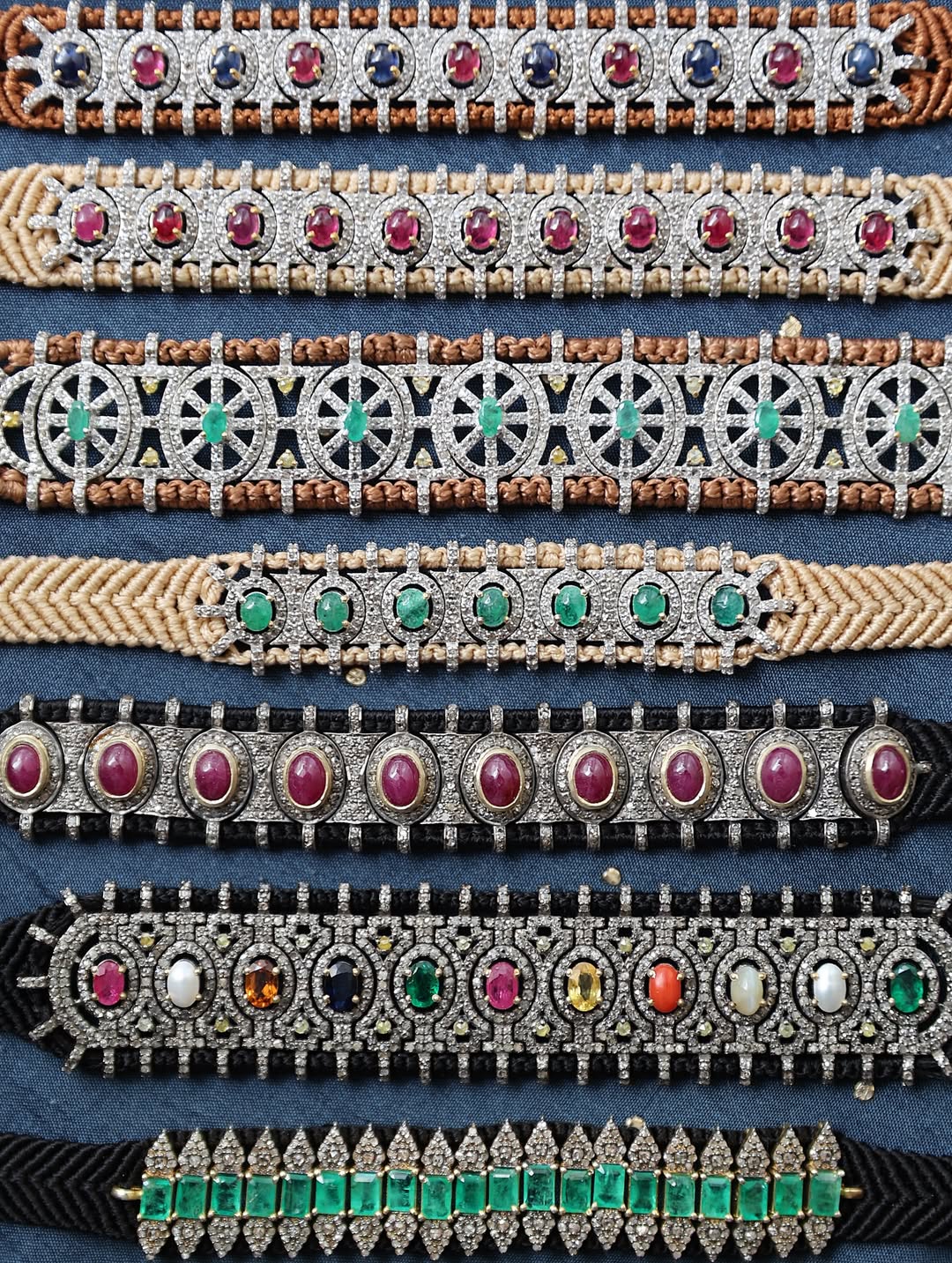 925 Silver Diamond Thread Bracelet with Ruby Gemstones