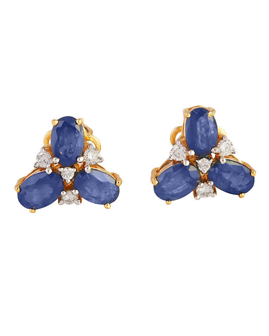 14K Gold Sapphire Stud Earrings