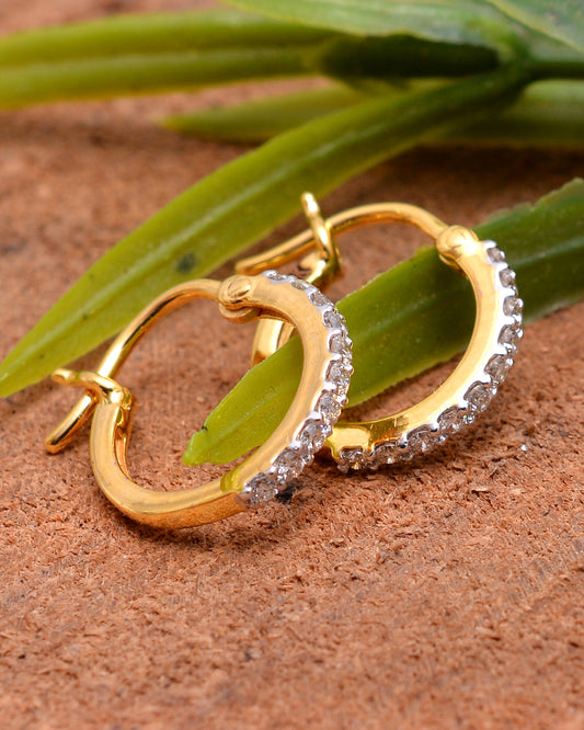 14K GOLD DIAMOND HOOP EARRINGS