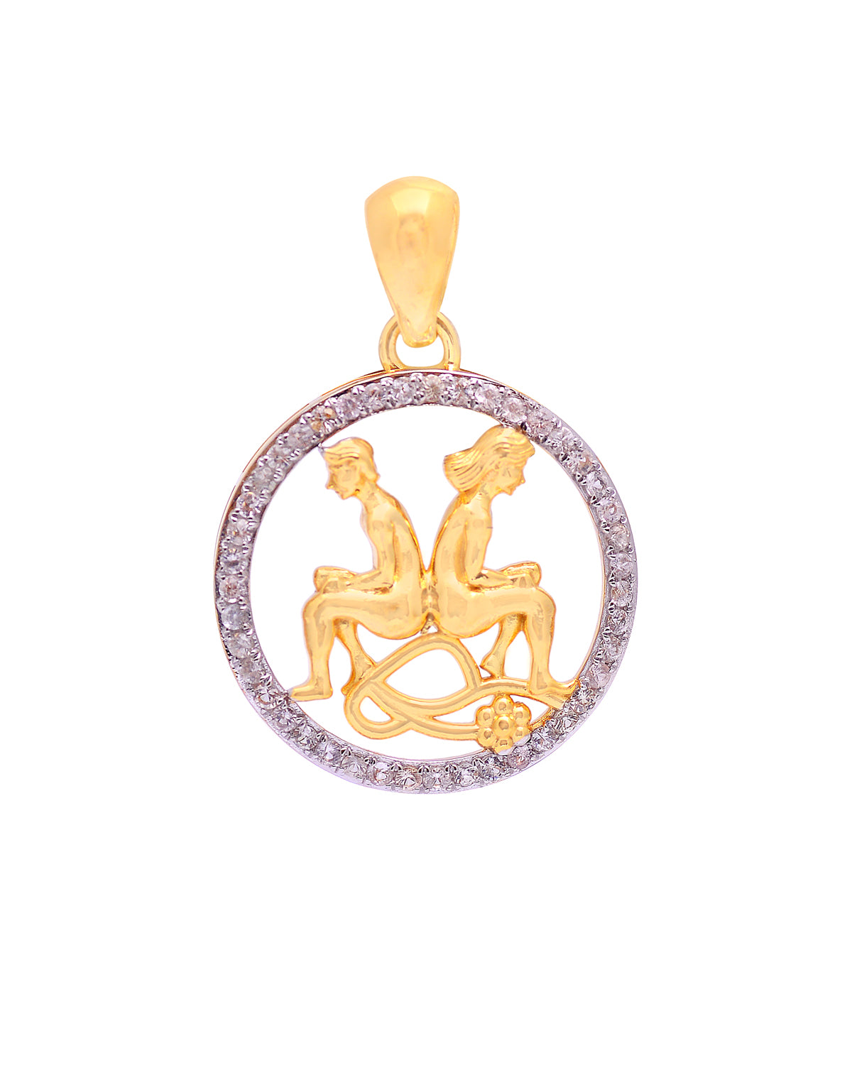 14k Gold Gemini Zodiac Sign Diamond Pendant