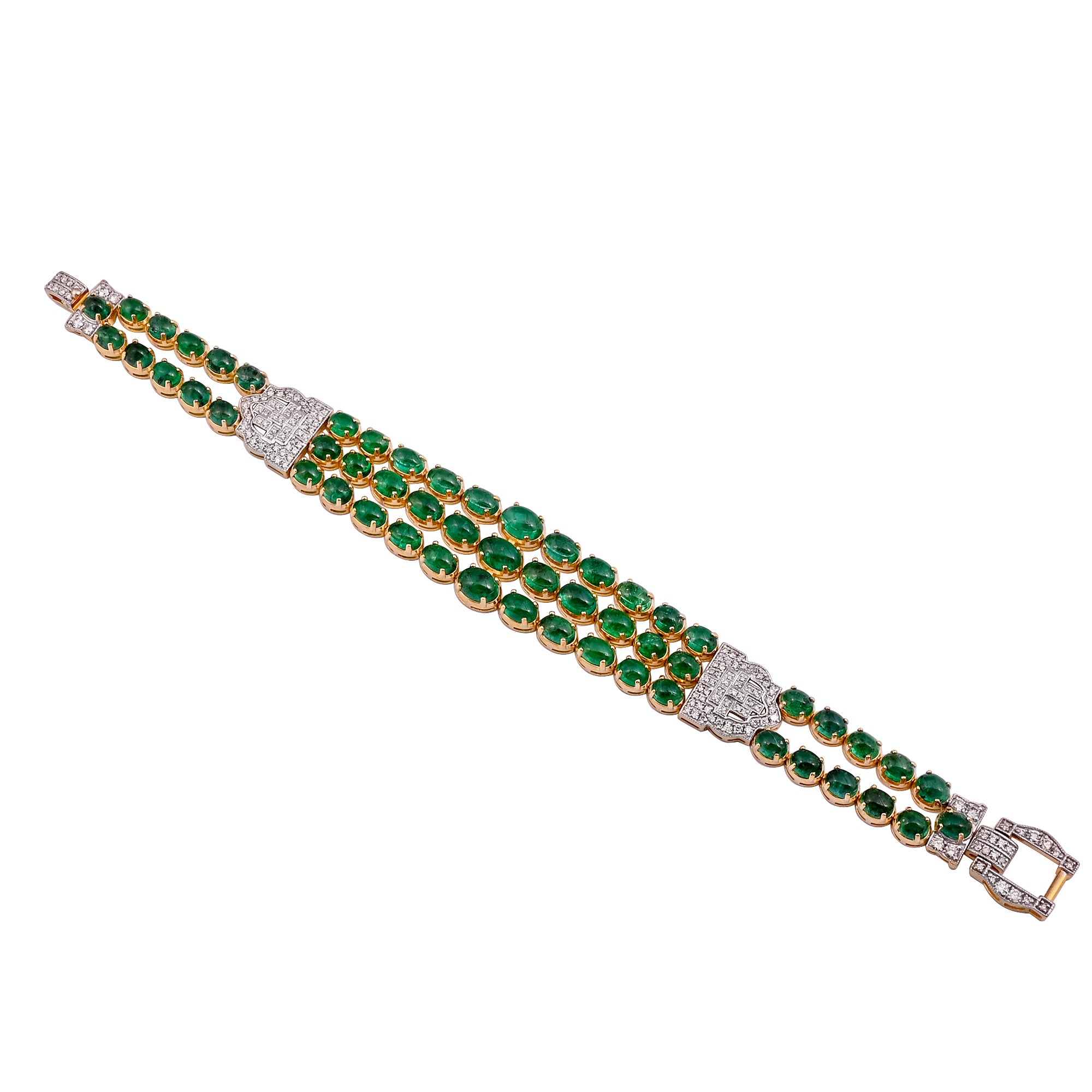 14K GOLD DIAMOND & EMERALD BRACELET