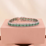 14K GOLD EMERALD GEMSTONE DIAMOND BRACELET