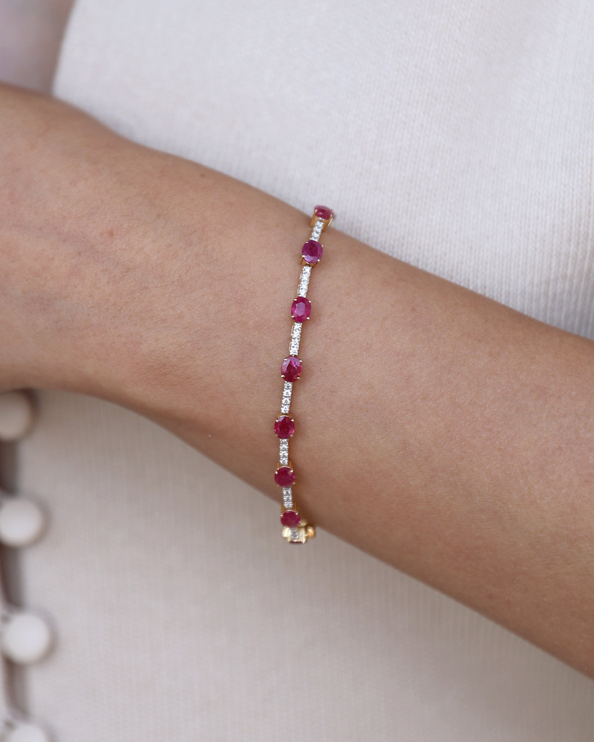 14K GOLD NATURAL RUBY DIAMOND BRACELET