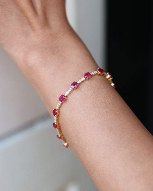 14K GOLD NATURAL RUBY DIAMOND BRACELET