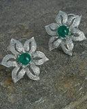 18K GOLD EMERALD STUD EARRINGS