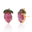 14K Gold Tourmaline & Diamond Studs