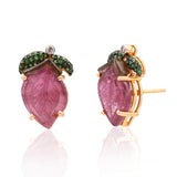 14K Gold Tourmaline & Diamond Studs