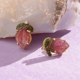 14K Gold Tourmaline & Diamond Studs