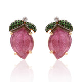 14K Gold Tourmaline & Diamond Studs