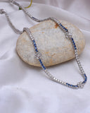 Diamond & Blue Sapphire Necklace in 18K Gold