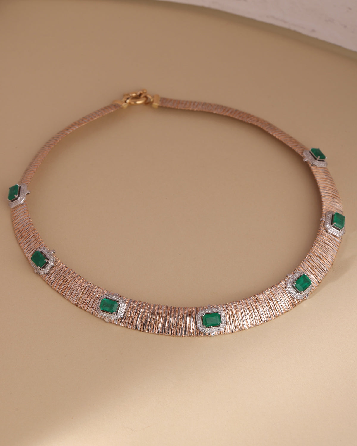 18K ROSE GOLD EMERALD DESIGNER NECKLACE