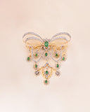 14K Yellow Gold Antique Diamond Emerald Brooch Pendant