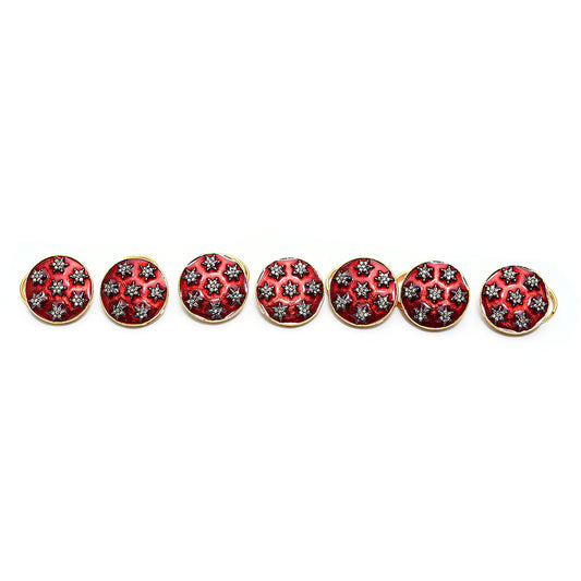 925 Silver Diamond Buttons with Red Enamel