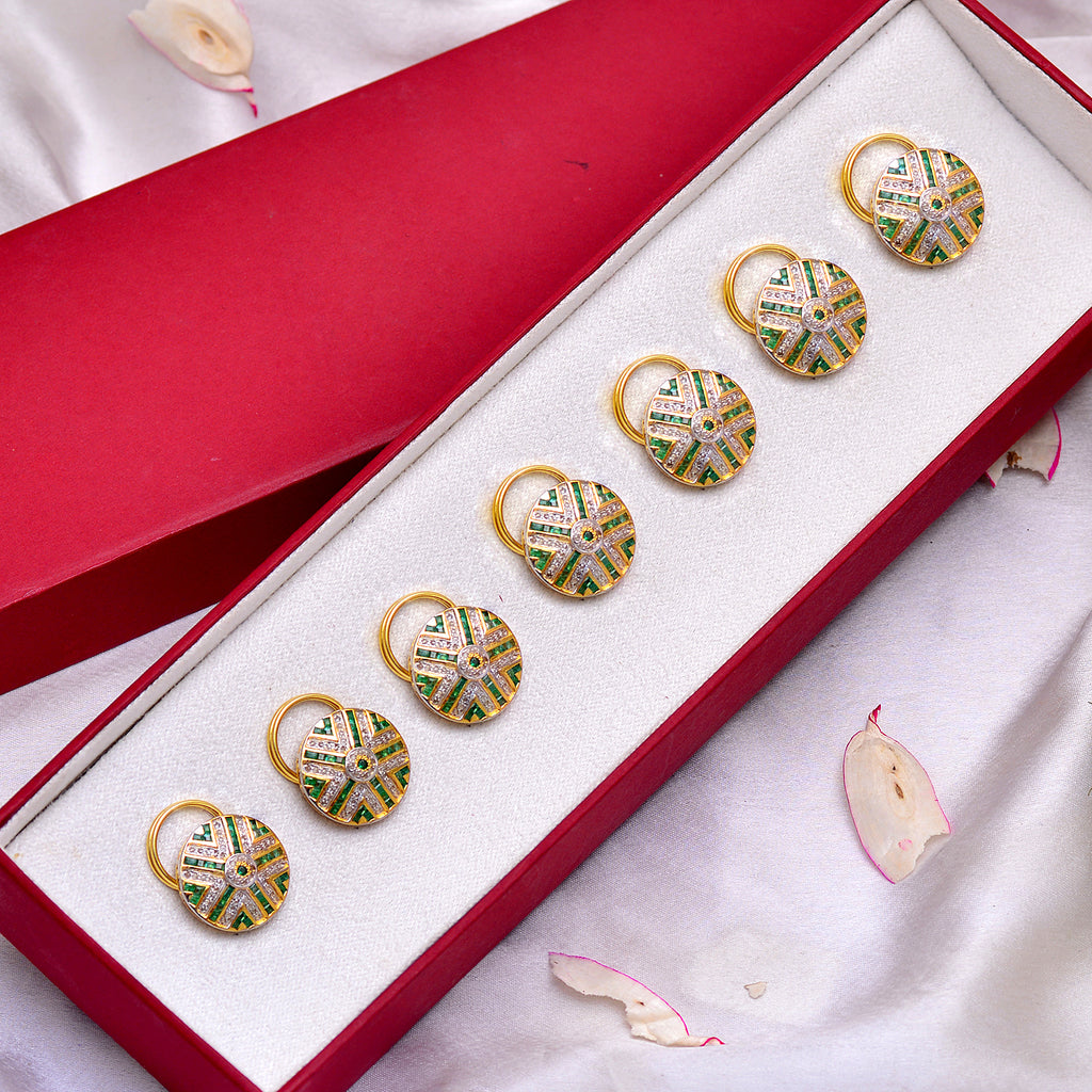 925 Silver Emerald and Diamond Buttons | Jeypore Creations – Jewels by ...