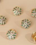 925 Silver Emerald and Diamond Buttons