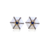 925 Silver Diamond Cufflinks with Sapphire and Moonstone