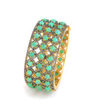 925 Silver Diamond & Chrysoprase Bangle