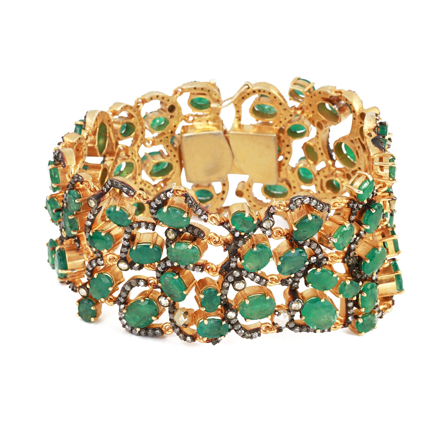 925 Silver Emerald & Diamond Bracelet