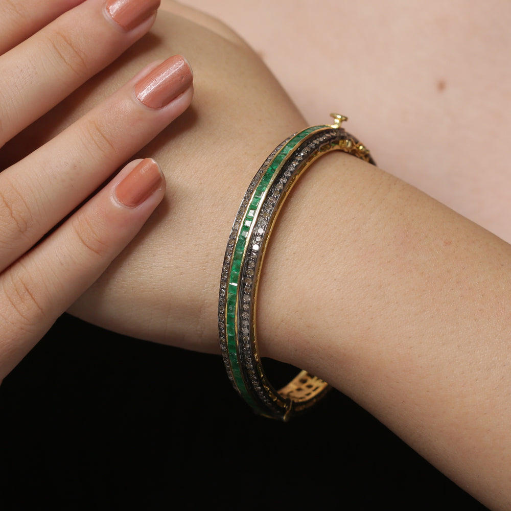 925 Silver Gemstone & Diamond Bangle