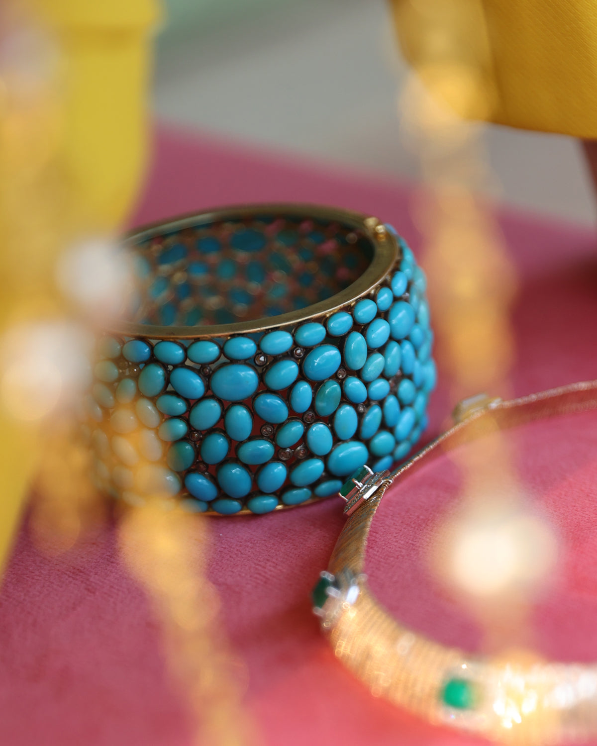 925 Silver Diamond & Turquoise Bangle