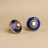 925 Silver Polki Diamond Enamel Stud Earrings