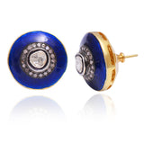 925 Silver Polki Diamond Enamel Stud Earrings