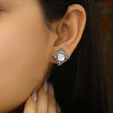 925 Silver Polki Diamond Square Stud Earrings