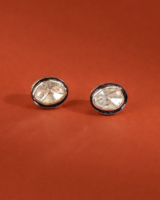 925 Silver Polki Diamond Earrings