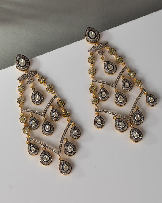 925 Silver Diamond Dangle Earrings
