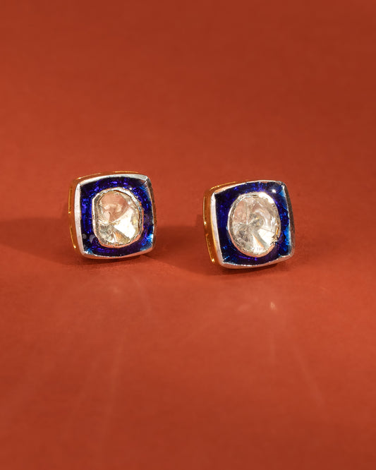 925 Silver Polki Diamond Earrings