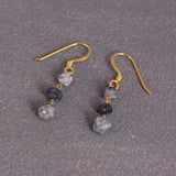 3.70 Cts. Grey Rough Diamond Designer 3 Stone Hook Earring